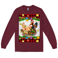 Burgundy Christmas coop animals Long Sleeve Tee - Artiststas