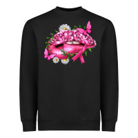Black Breast Cancer with Ribbon Pink Lips Heavyweight Sweatshirt - texasbilliewilder