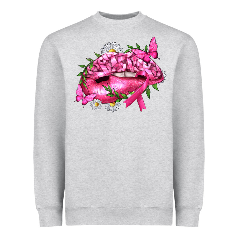 Breast Cancer With Ribbon Pink Lips Heavyweight Sweatshirt by texasbilliewilder | Teevron