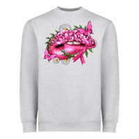 Heather Grey Breast Cancer with Ribbon Pink Lips Heavyweight Sweatshirt - texasbilliewilder