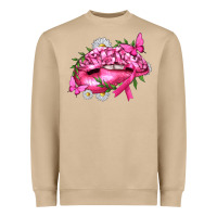 Mushroom Breast Cancer with Ribbon Pink Lips Heavyweight Sweatshirt - texasbilliewilder