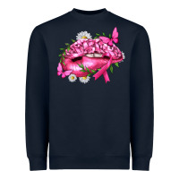 Navy Breast Cancer with Ribbon Pink Lips Heavyweight Sweatshirt - texasbilliewilder