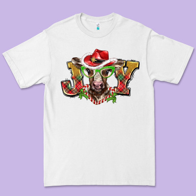 Christmas Joy Baby Cow Premium Tee Designed By Barkaloodesign