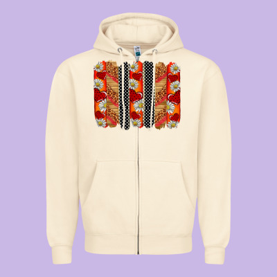 Ladybug Brushstrokes Zipper Hoodie Designed By Barkaloodesign