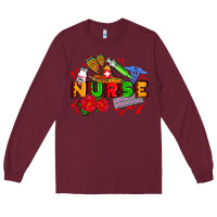 Burgundy mexican nurse Long Sleeve Tee - AdoDesignShop