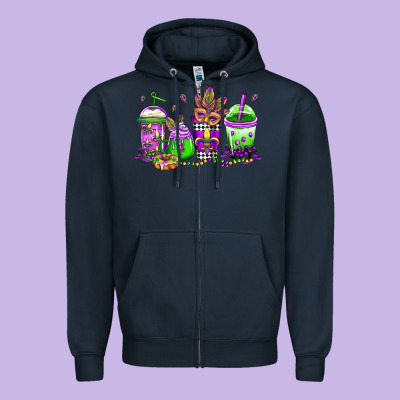 Mardi Gras Coffee Zipper Hoodie Designed By Jasminsmagicworld