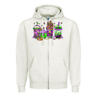 Oatmeal Heather mardi gras coffee Zipper Hoodie - Jasminsmagicworld