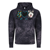Cloud Black peace love huskies Vintage Hoodie - RanaPortraitStore