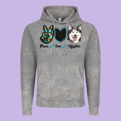 Peace Love Huskies Vintage Hoodie Designed By Ranaportraitstore