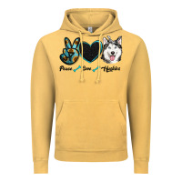Vintage Mustard peace love huskies Vintage Hoodie - RanaPortraitStore