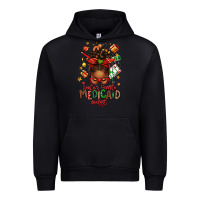Black Santa's Favorite Medicaid Analyst Afro Messy Bun Urban Hoodie - texasbilliewilder