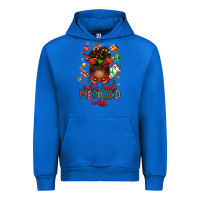 Cobalt Santa's Favorite Medicaid Analyst Afro Messy Bun Urban Hoodie - texasbilliewilder