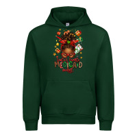 Forest Green Santa's Favorite Medicaid Analyst Afro Messy Bun Urban Hoodie - texasbilliewilder