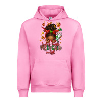 Fuchsia Pink Santa's Favorite Medicaid Analyst Afro Messy Bun Urban Hoodie - texasbilliewilder
