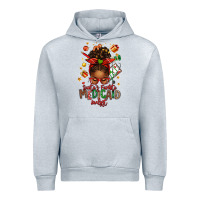 Heather Grey Santa's Favorite Medicaid Analyst Afro Messy Bun Urban Hoodie - texasbilliewilder
