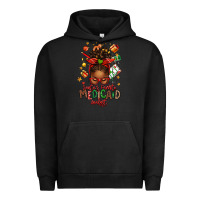 Pigment Black Santa's Favorite Medicaid Analyst Afro Messy Bun Urban Hoodie - texasbilliewilder