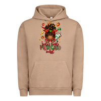 Pigment Burro Santa's Favorite Medicaid Analyst Afro Messy Bun Urban Hoodie - texasbilliewilder