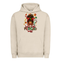 Pigment French Oak Santa's Favorite Medicaid Analyst Afro Messy Bun Urban Hoodie - texasbilliewilder