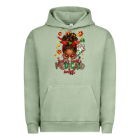 Pigment Oil Green Santa's Favorite Medicaid Analyst Afro Messy Bun Urban Hoodie - texasbilliewilder