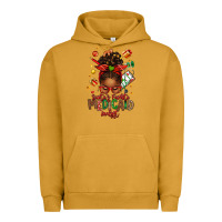 Pigment Peanut Butter Santa's Favorite Medicaid Analyst Afro Messy Bun Urban Hoodie - texasbilliewilder