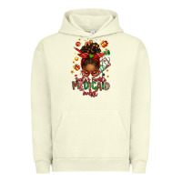 Pigment Pistachio Santa's Favorite Medicaid Analyst Afro Messy Bun Urban Hoodie - texasbilliewilder