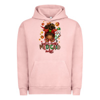 Pigment Salmon Santa's Favorite Medicaid Analyst Afro Messy Bun Urban Hoodie - texasbilliewilder