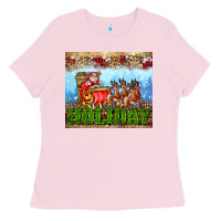 Bubblegum Pink holiday and santa. claus Ladies Tee - AdoDesignShop