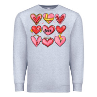 Heather Grey sketch hearts Premium Sweatshirt - MaliasSmallBusiness