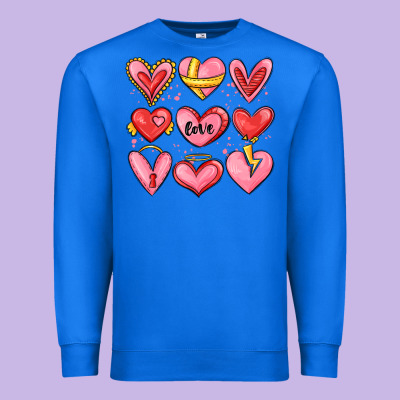Sketch Hearts Premium Sweatshirt Designed By Maliassmallbusiness