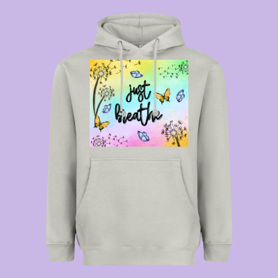 Just Breathe Heavyweight Hoodie Designed By Maliassmallbusiness
