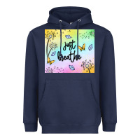 Navy just breathe Heavyweight Hoodie - MaliasSmallBusiness
