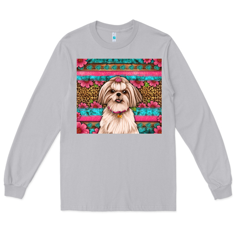 Shih Tzu Floral Tumbler Long Sleeve Tee by JahusDesignShop | Teevron
