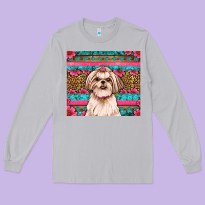 Shih Tzu Floral Tumbler Long Sleeve Tee Designed By Jahusdesignshop
