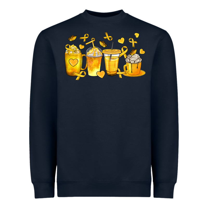 Childhood Cancer Coffee Cups Heavyweight Sweatshirt by texasbilliewilder | Teevron