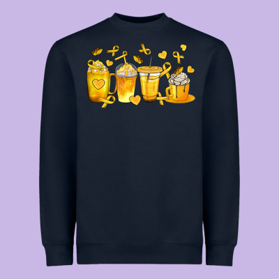 Childhood Cancer Coffee Cups Heavyweight Sweatshirt Designed By Texasbilliewilder