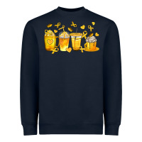 Navy Childhood Cancer Coffee Cups Heavyweight Sweatshirt - texasbilliewilder
