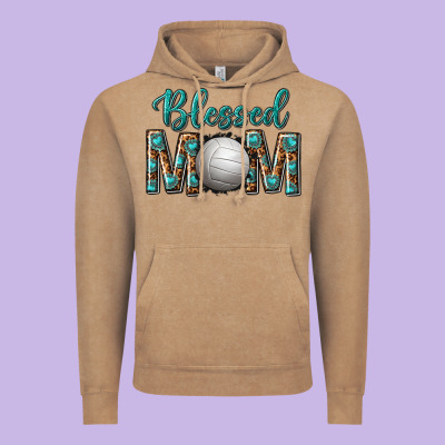 Western Blessed Mom With Volleyball Vintage Hoodie Designed By Texasbilliewilder