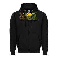 Black peace love green lizard Zipper Hoodie - LillyAllenDesigns