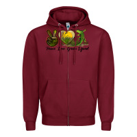 Burgundy peace love green lizard Zipper Hoodie - LillyAllenDesigns