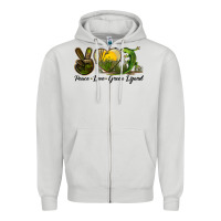 Dove Grey peace love green lizard Zipper Hoodie - LillyAllenDesigns