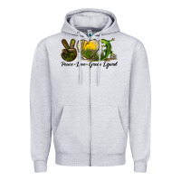 Heather Grey peace love green lizard Zipper Hoodie - LillyAllenDesigns