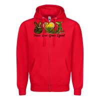 Red peace love green lizard Zipper Hoodie - LillyAllenDesigns
