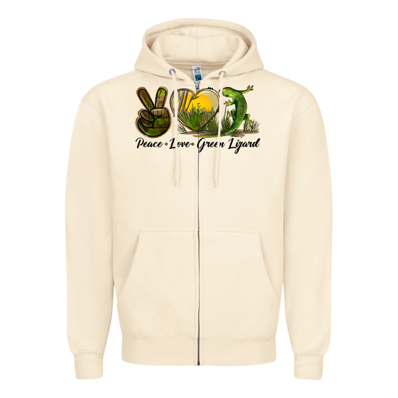 Peace Love Green Lizard Zipper Hoodie by LillyAllenDesigns | Teevron