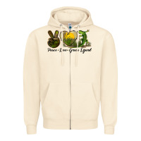 Sandshell peace love green lizard Zipper Hoodie - LillyAllenDesigns