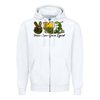 White peace love green lizard Zipper Hoodie - LillyAllenDesigns