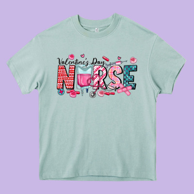 Nurse Valentine Heavy Core Tee Designed By Cowhidedigitalart