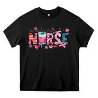 Black Nurse Valentine Heavy Core Tee - CowhideDigitalArt