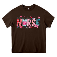 Chocolate Brown Nurse Valentine Heavy Core Tee - CowhideDigitalArt