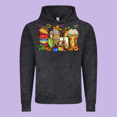 Tacos Coffee Cups Vintage Hoodie Designed By Zillion Design Studio
