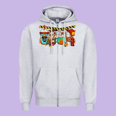 Firefighter Coffee Zipper Hoodie Designed By Jasminsmagicworld